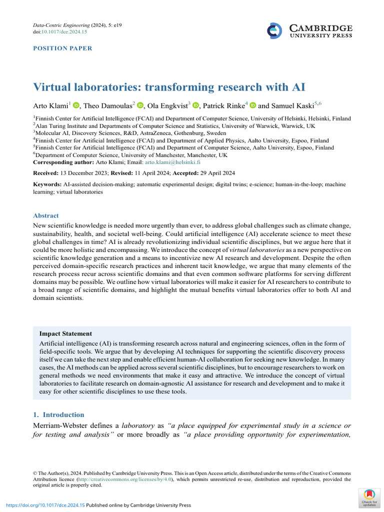 Virtual Laboratories Transforming Research With Ai | PDF | Artificial ...