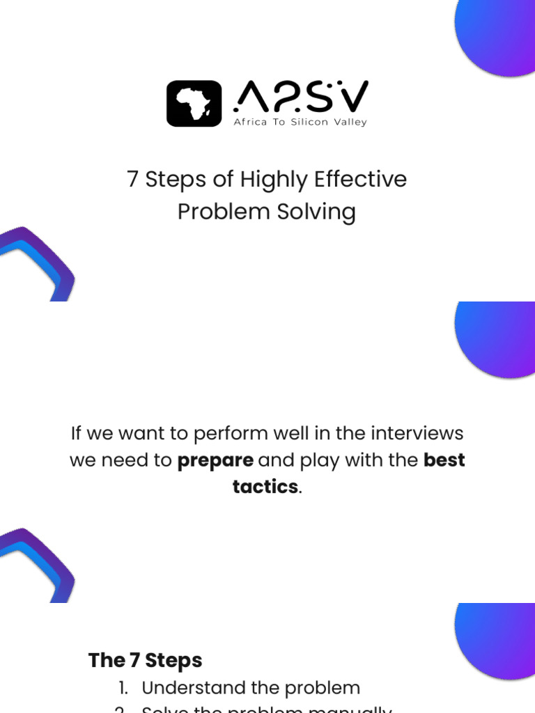 A2SV Remote G6 the 7 Steps of Highly Effective Problem Solving | PDF ...