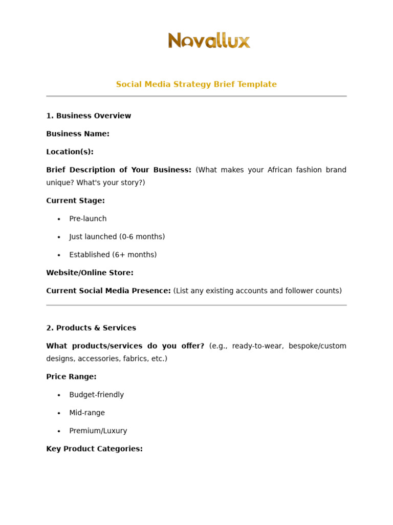 Social Media Strategy Brief Template | PDF | Brand | Social Media