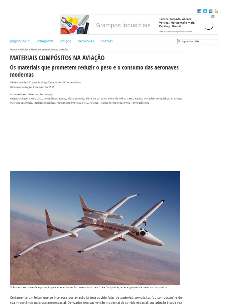 Materiais Compósitos Na Aviação - Aviação | PDF | Material composto ...