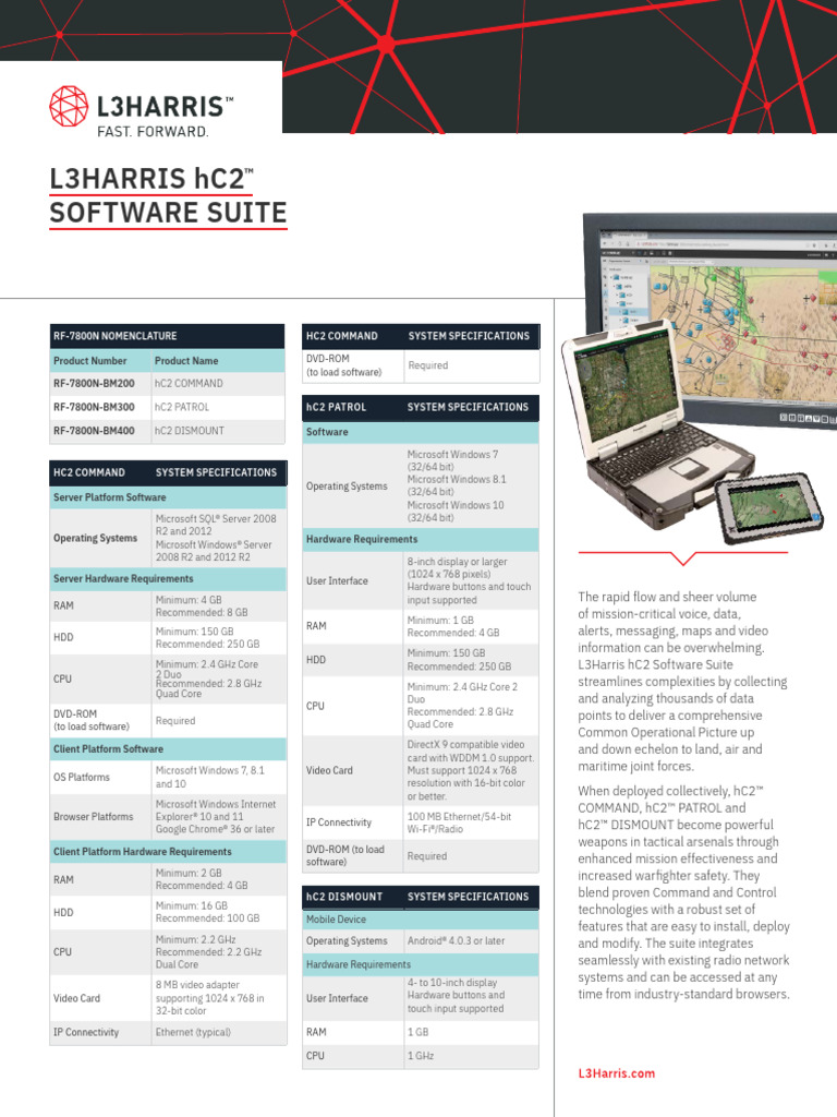 Cs Tcom RF 7800n BMXXX hc2 Command and Control Software Spec Sheet ...
