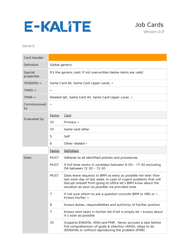 Job Cards | PDF | Performance Indicator | Communication