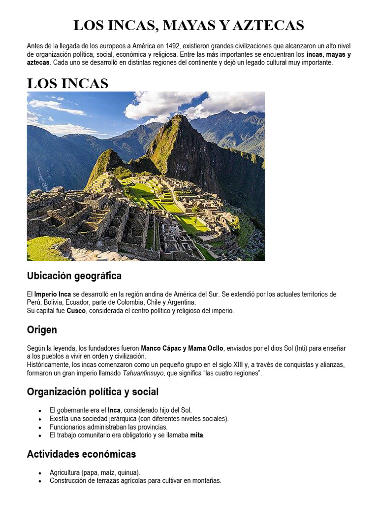 6 Tos | PDF | Imperio Inca | Civilización maya