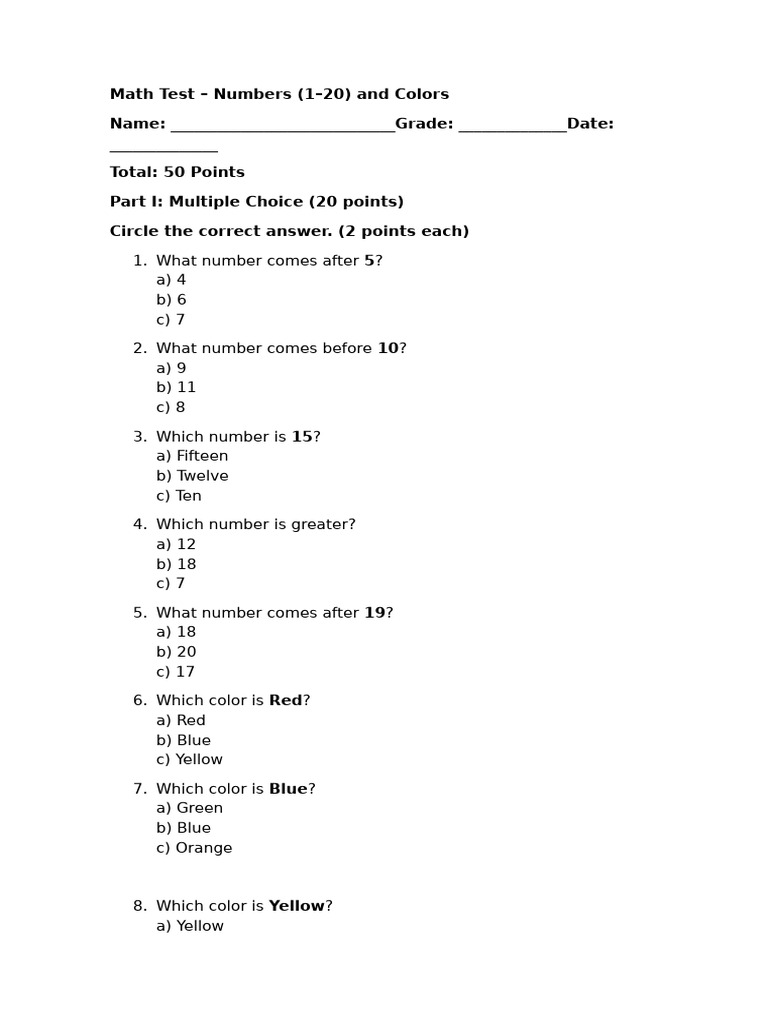 Math Test | PDF