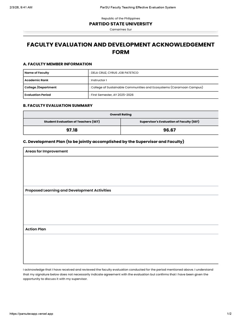 Acknowledgement Form | PDF | Cognition