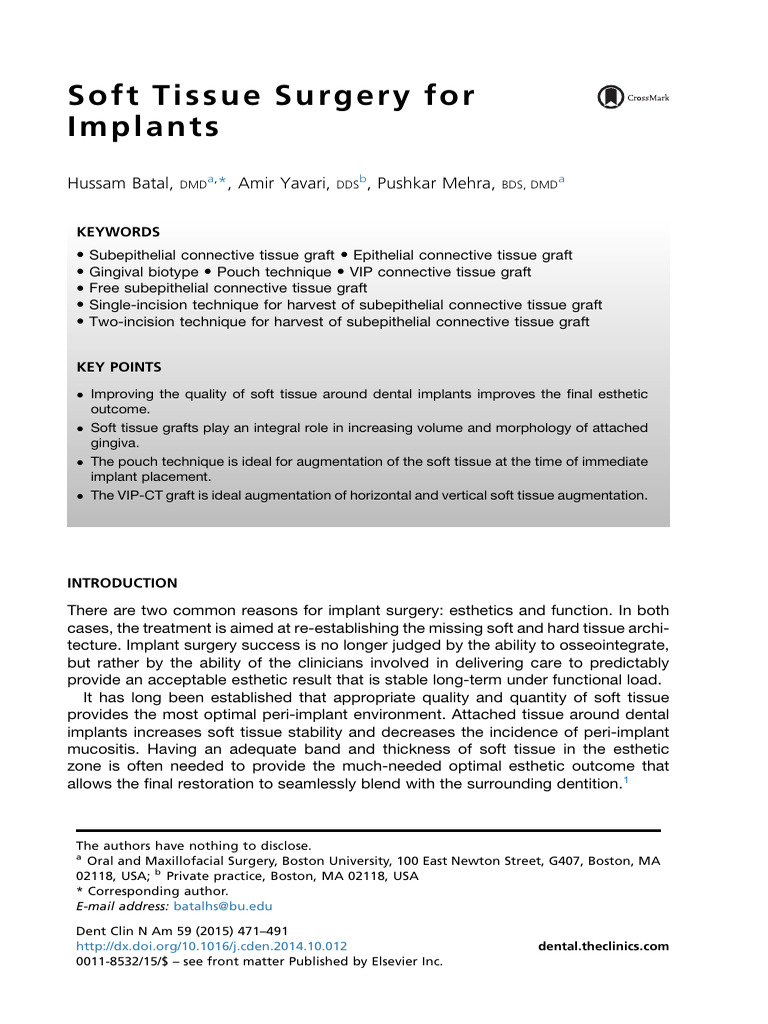 Dr Batal Soft Tissue Surgery for Implants | PDF | Dental Implant ...