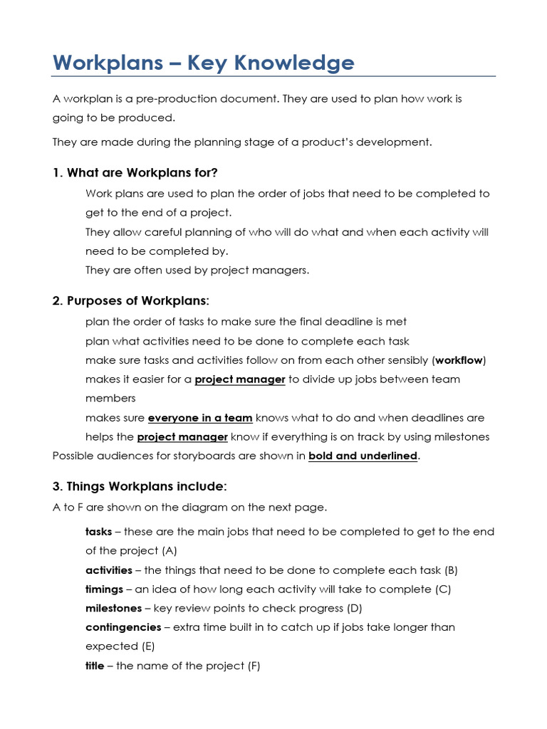 Work PLans | PDF
