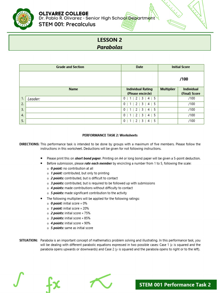 STEM 001 Q3 Performance Task 2 | PDF | Mathematics | Differential Geometry