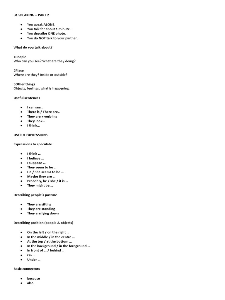 b1 Speaking Part 2+examples | PDF