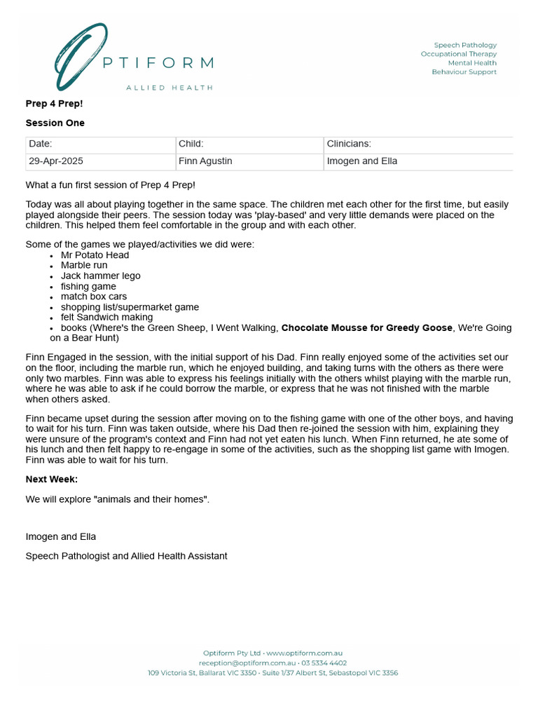 Prep 4 Prep - Week 1 | PDF