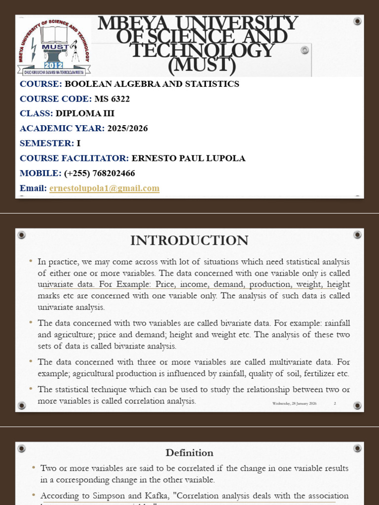 Lecture 5 0 Correlation Analysis | PDF | Statistical Analysis ...