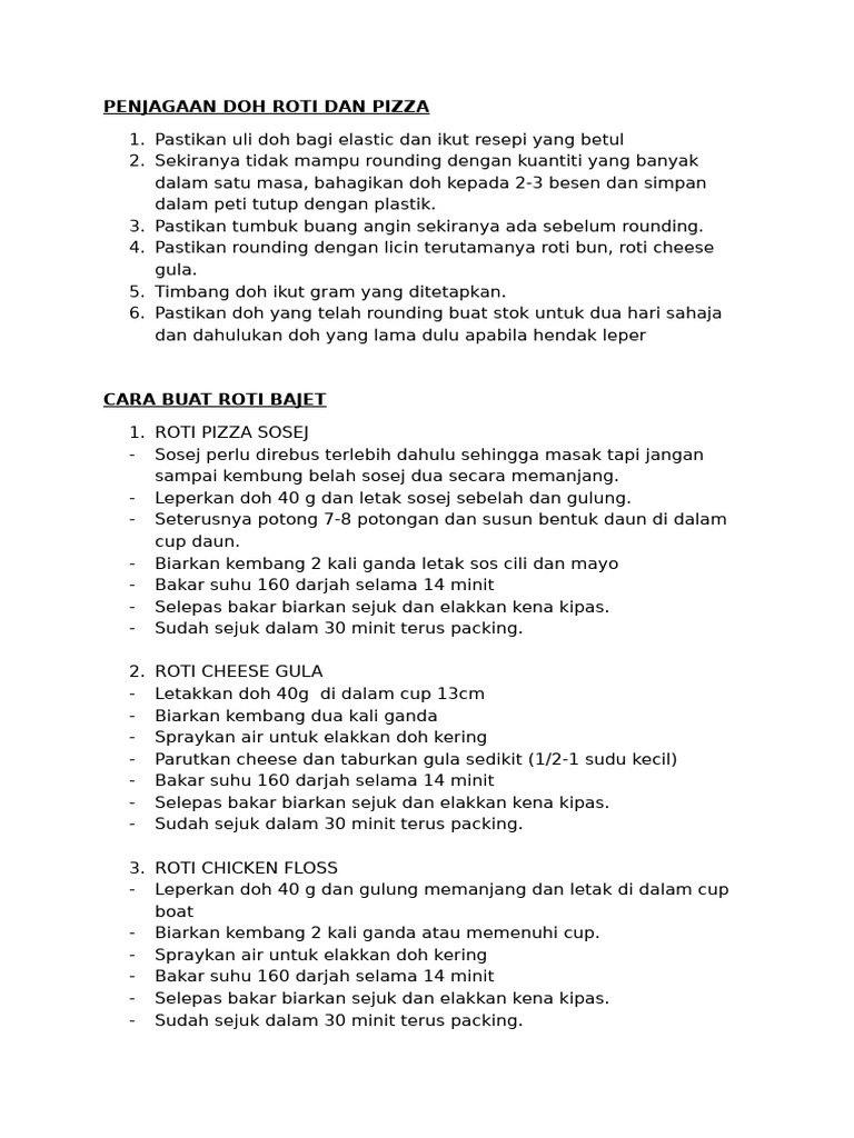 PENJAGAAN DOH ROTI DAN PIZZA | PDF