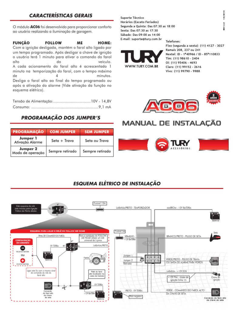 Manual Técnico de Instalação Ac06 - Rev.02.1467058073 Follow Me Home | PDF