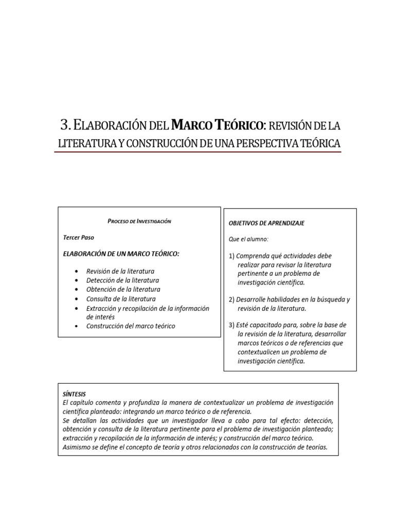 3 Elaboracion Del Marco Teorico Revision | PDF | Teoría | Aprendizaje