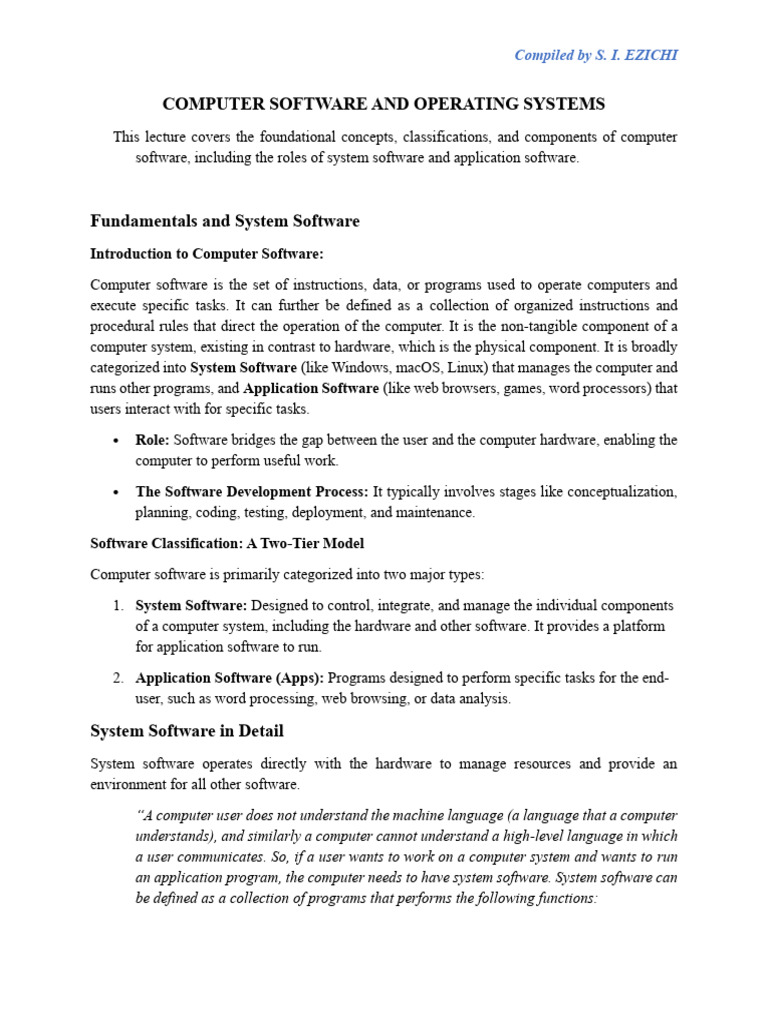 Lecture 2_computer Software and Operating Systems | PDF | Operating ...
