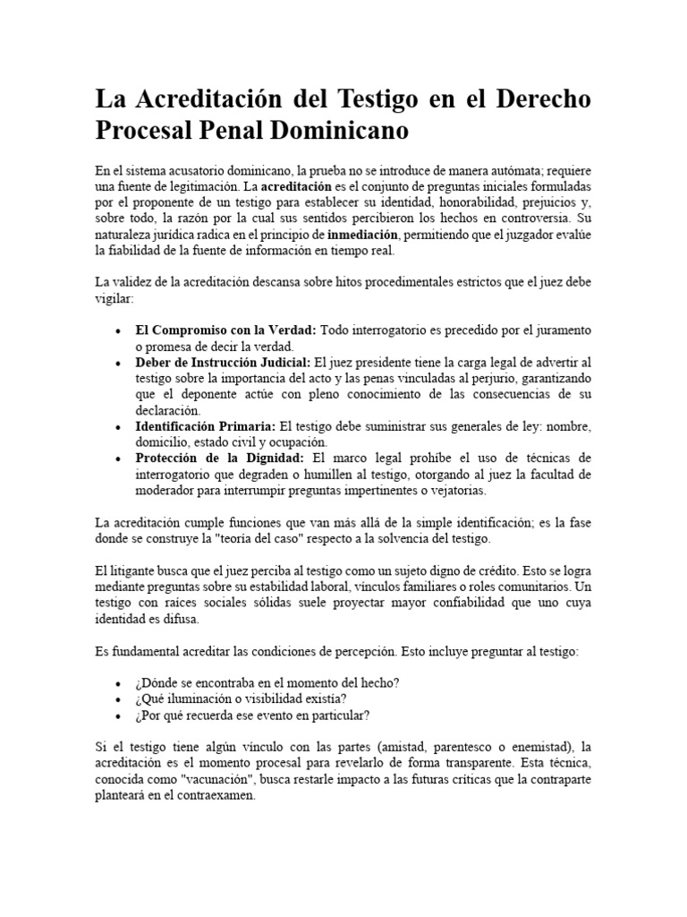 La Acreditacion Del Testigo | PDF | Testigo | Justicia