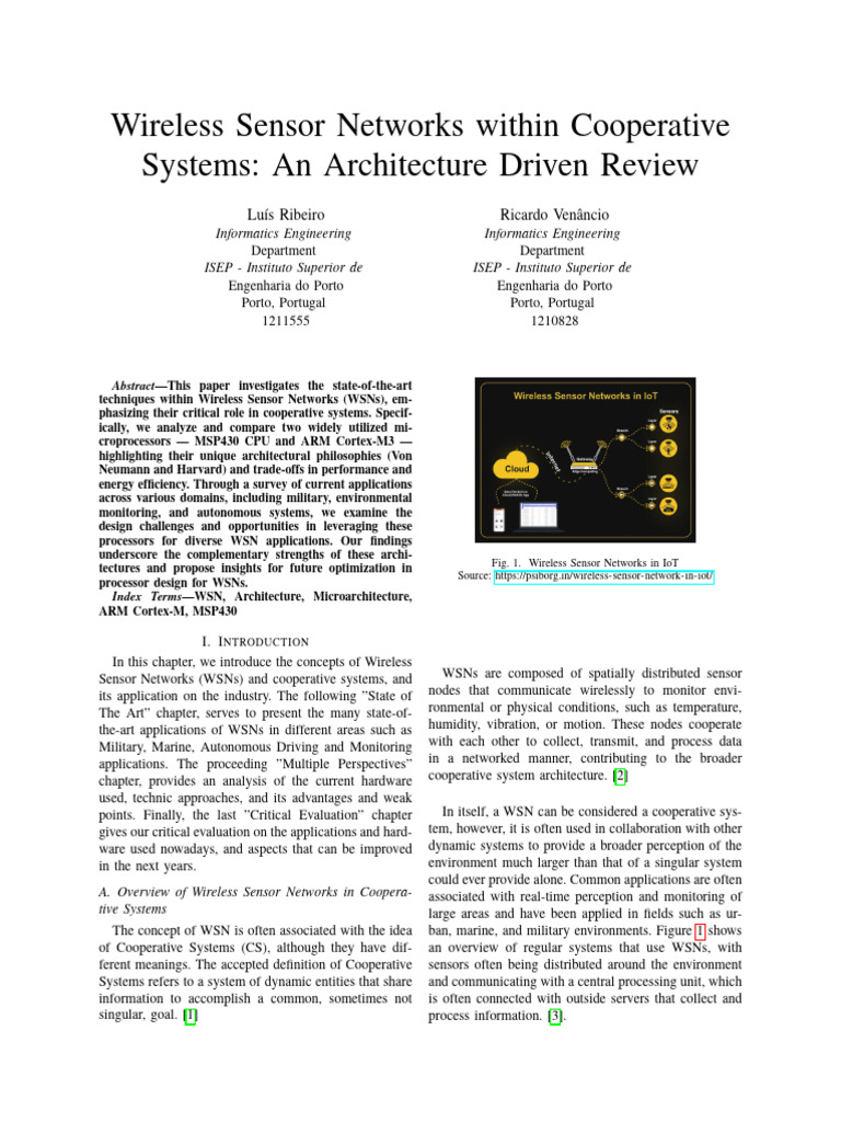 Wireless Sensor Networks Within Cooperative Systems: An Architecture ...
