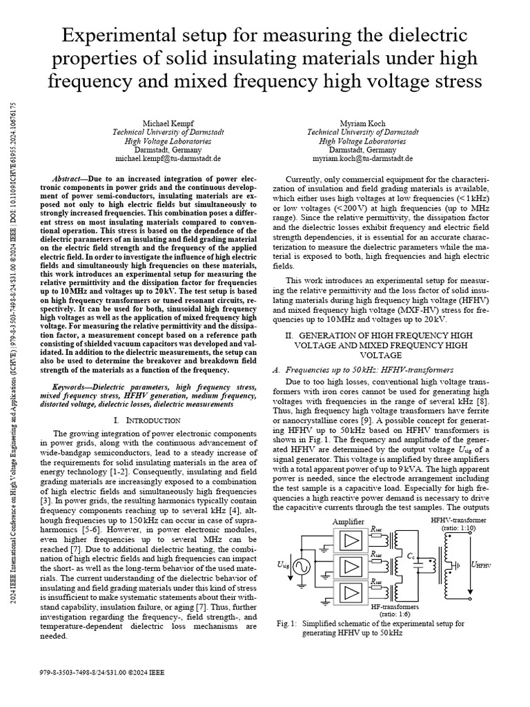 Experimental Setup for Measuring the Dielectric Properties of Solid ...