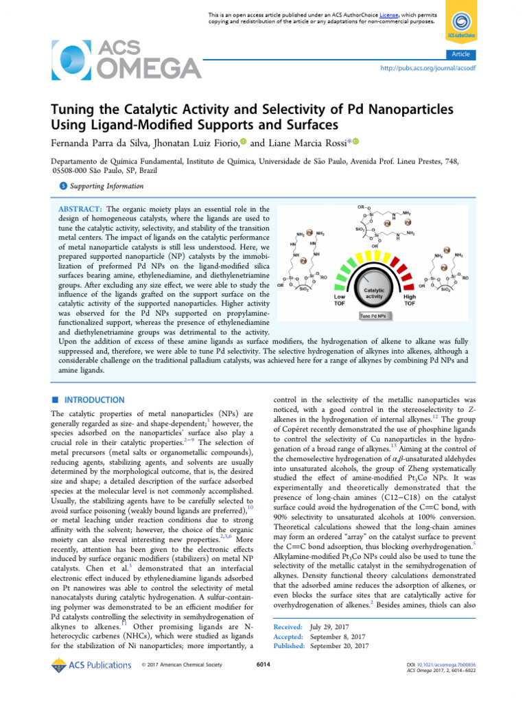 Tuning the Catalytic Activity and Selectivity of Pd Nanoparticles Using ...