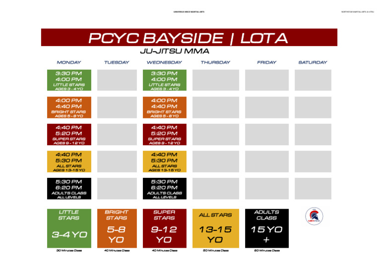 Universus Mma - Time Tables Lota | PDF