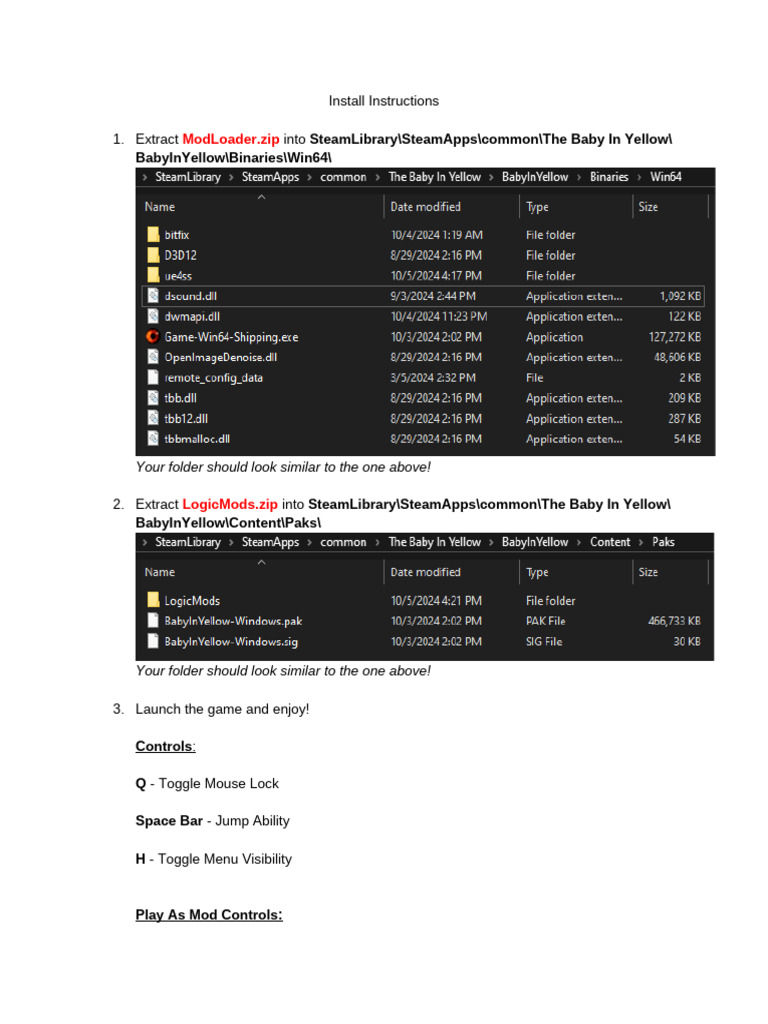 Install Instructions | PDF