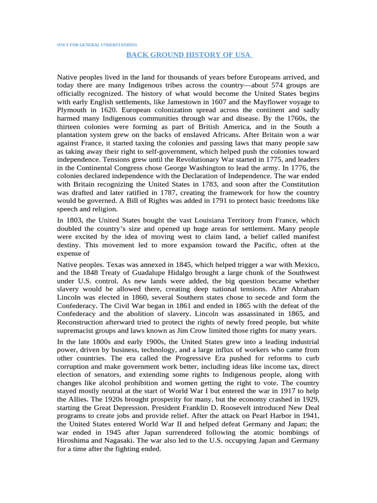 History of Usa | PDF | The United States | European Colonization Of The ...