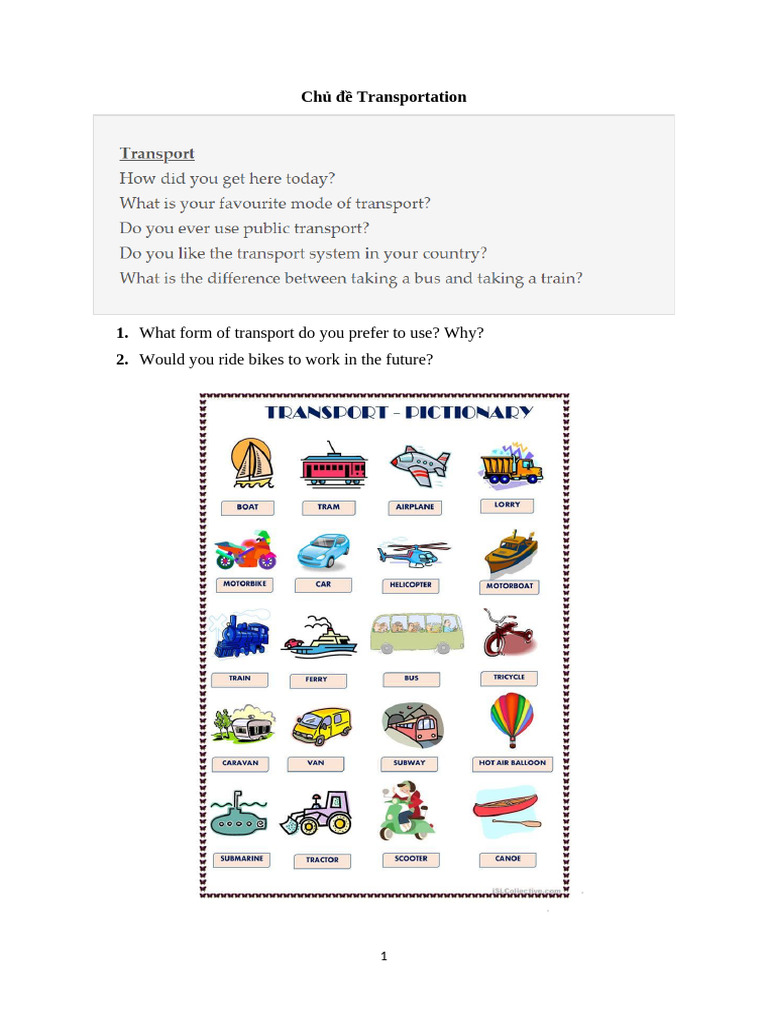 25. Chủ đề Transportation | PDF | Transport