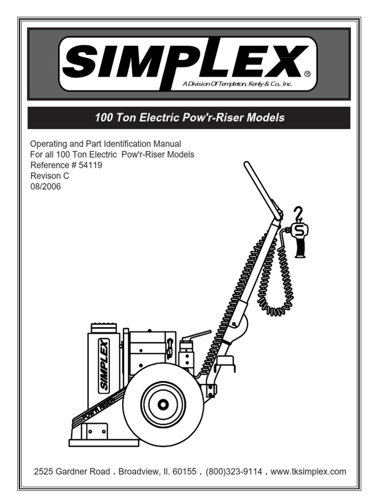 Simplex 100 Ton Electric Parts Booklet | PDF | Electrical Connector | Valve