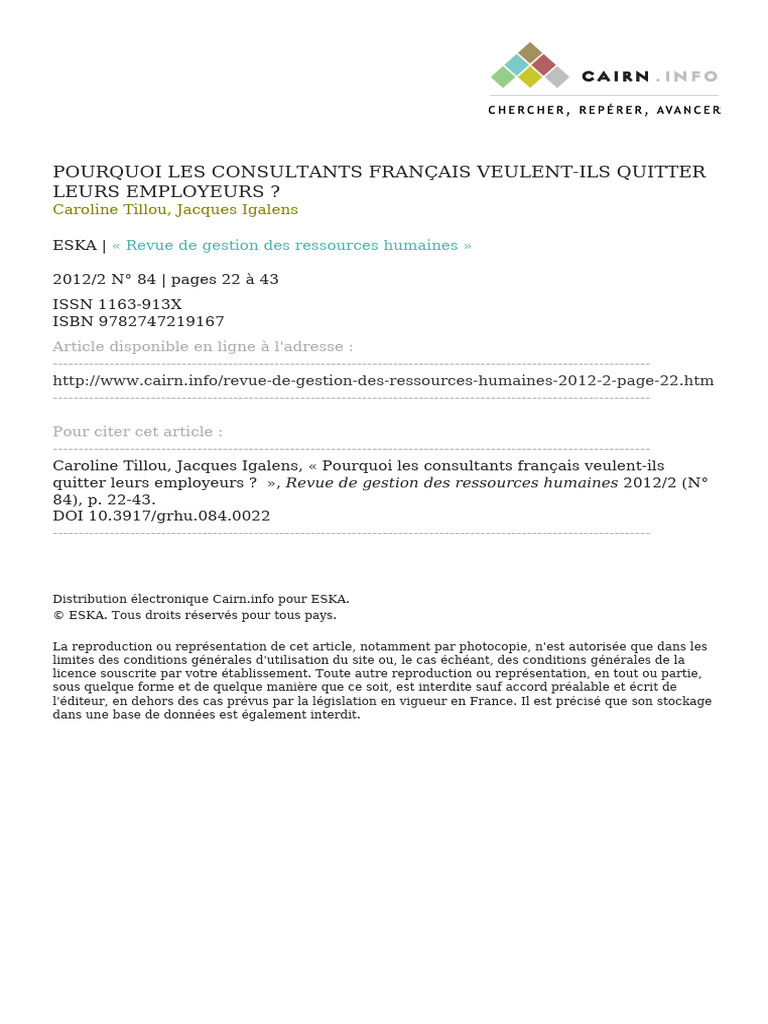 GRHU 22 Pourquoi Les Consultants Français Veulent-Ils | PDF | Gestion ...