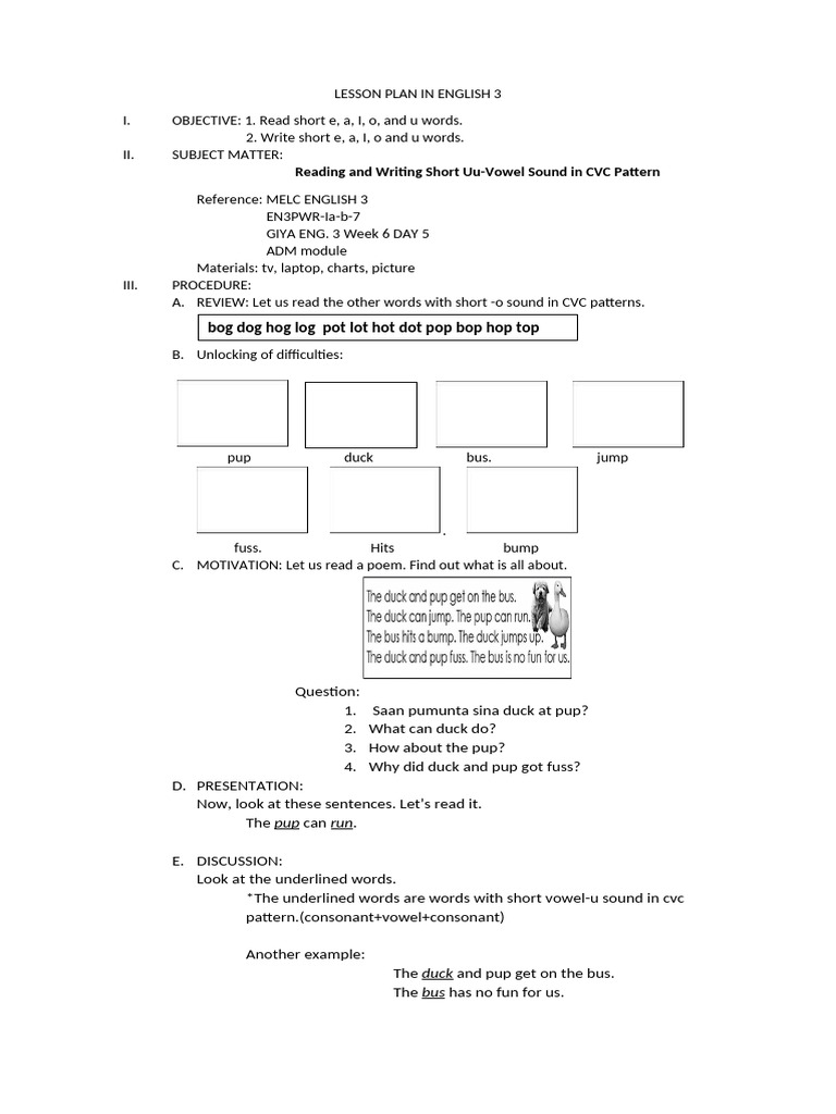 Lesson Plan in English 3 | PDF