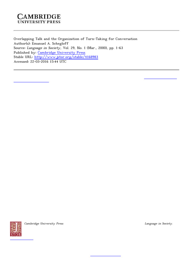 Schegloff 2000 | PDF | Human Communication | Communication