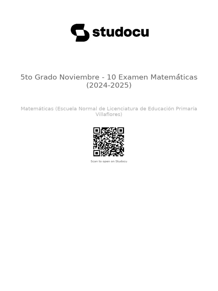 5to Grado Examen de Matematicas Noviembre 2024 2025 | PDF | Longitud