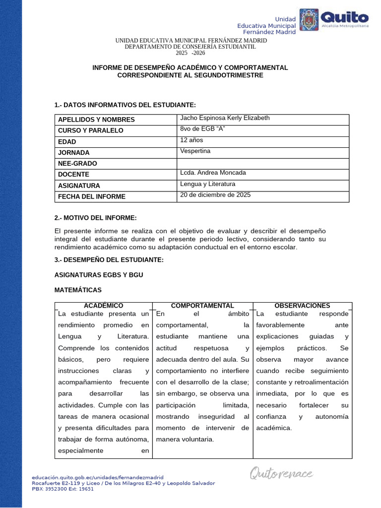 Informe Jacho | PDF | Cognición | Modificación de comportamiento