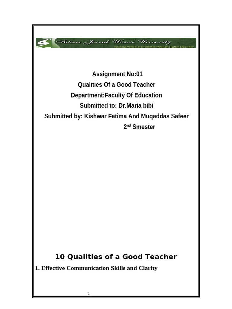 10 Qualities of a Good Teacher | PDF | Classroom Management | Teachers