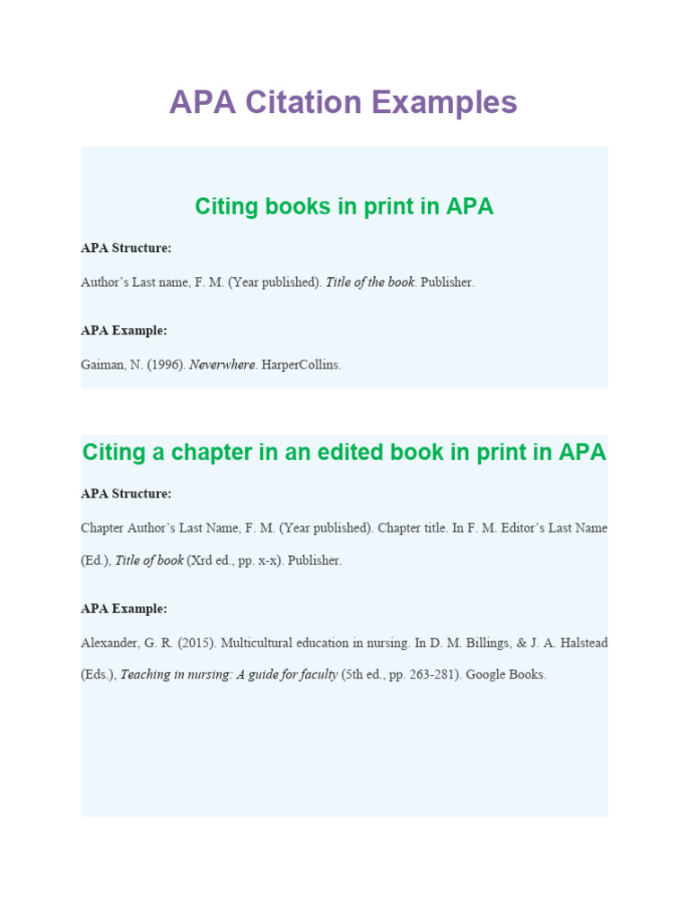 APA Citation Examples PDF | PDF | Publishing