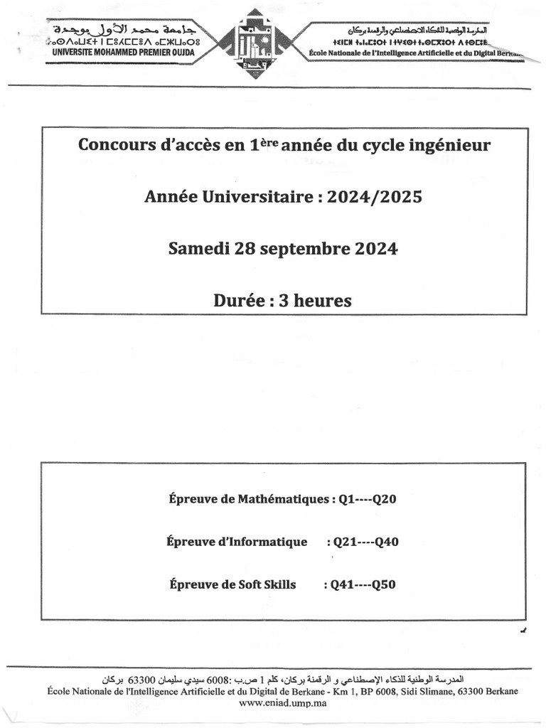 Eniad Bac+2 2024 | PDF