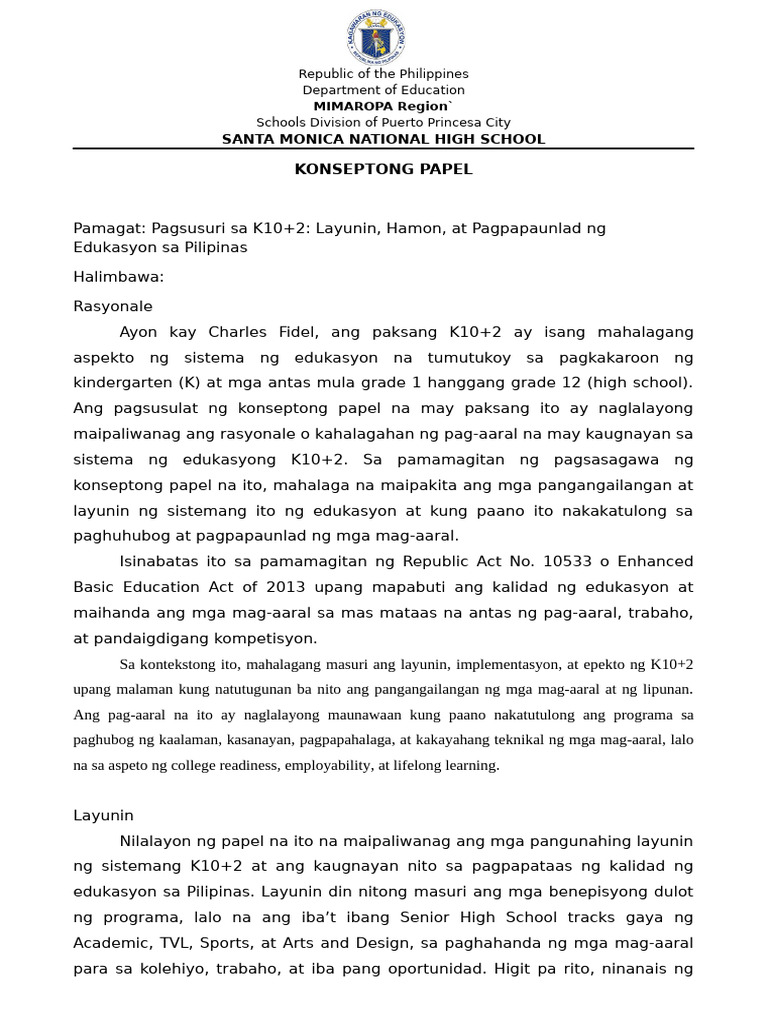 Konseptong Papel Sample Sa Pananaliksik | PDF