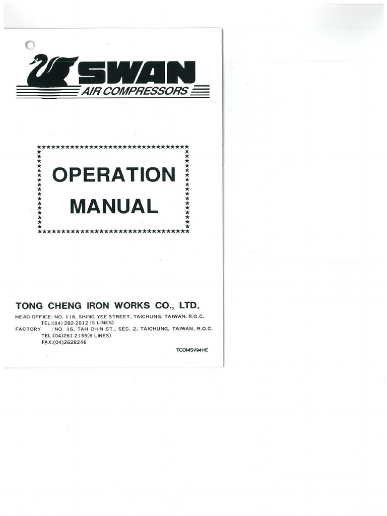 Swan Air Compressors Operation Manual | PDF
