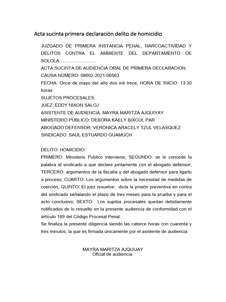Ej. Acta Sucinta | PDF | Fiscal | Mala conducta