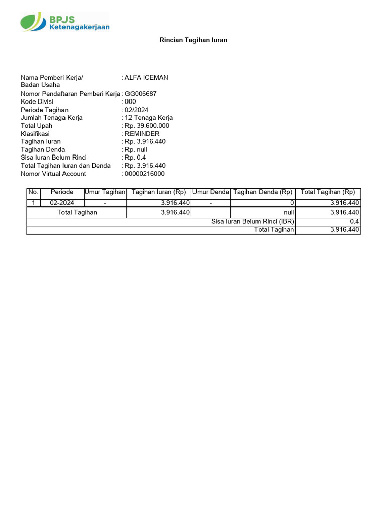 Surat Penagihan Iuran ALFA ICEMAN 1 | PDF