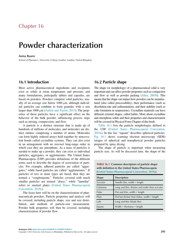 Chapter 16 - Powder Characterization - 2021 - Remington | PDF ...