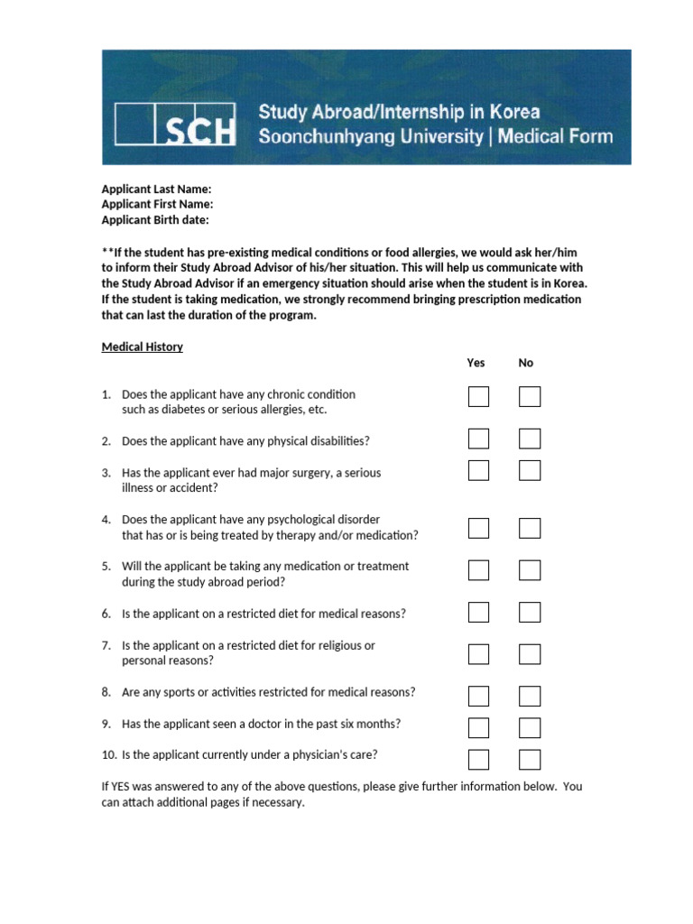 Medical Form | PDF