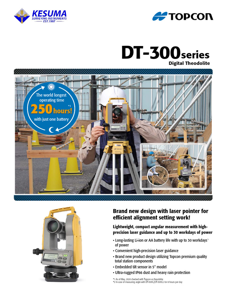 Spesifikasi Theodolite Topcon DT-300 Series | PDF