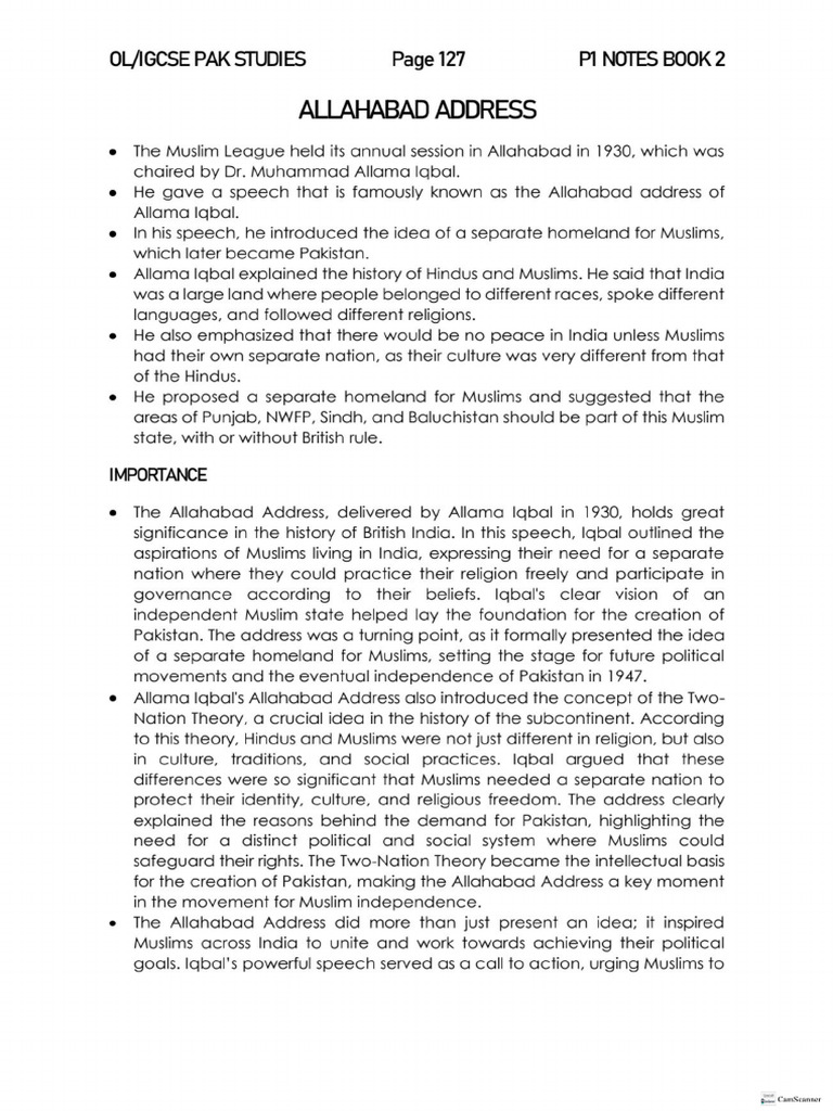 Allahabad Address Notes 2024-25 | PDF