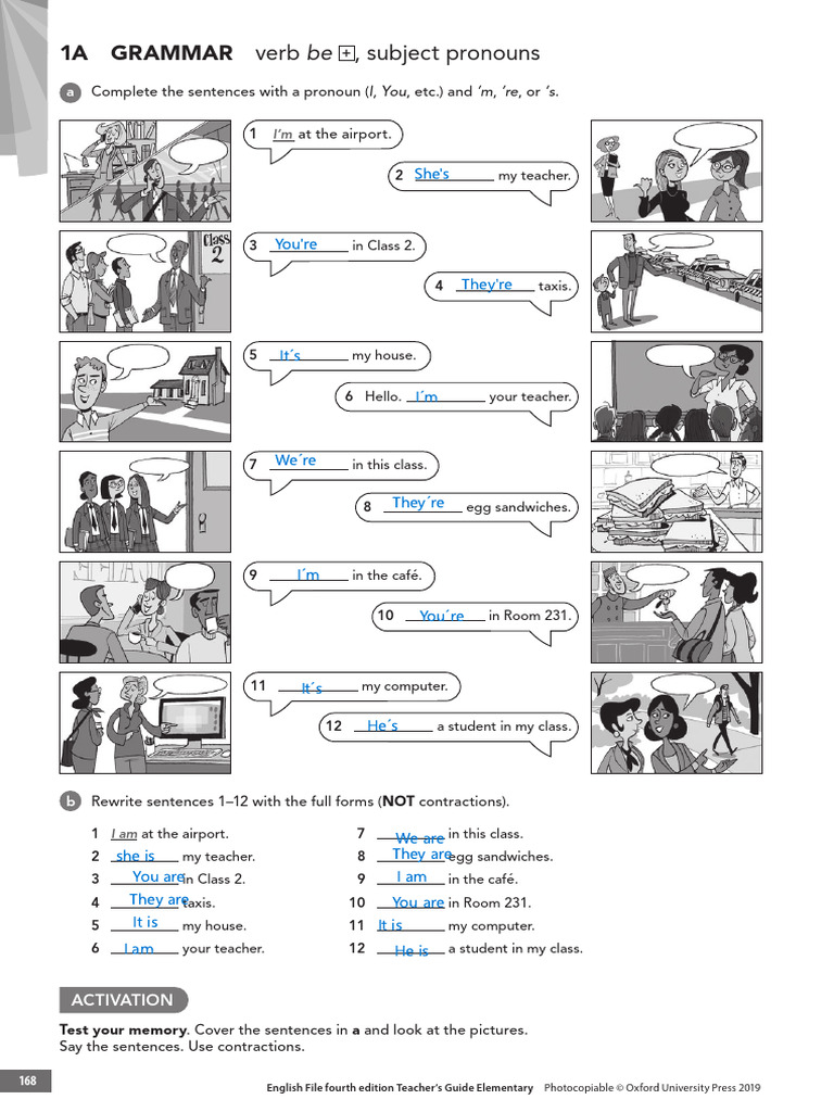 English File 4e Elementary TG PCM Grammar 1A Resuelta | PDF