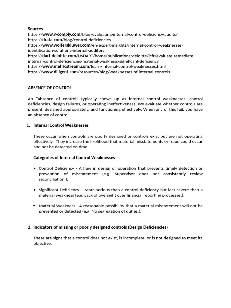 Absence of Control_Compensating Control | PDF | Internal Control | Audit