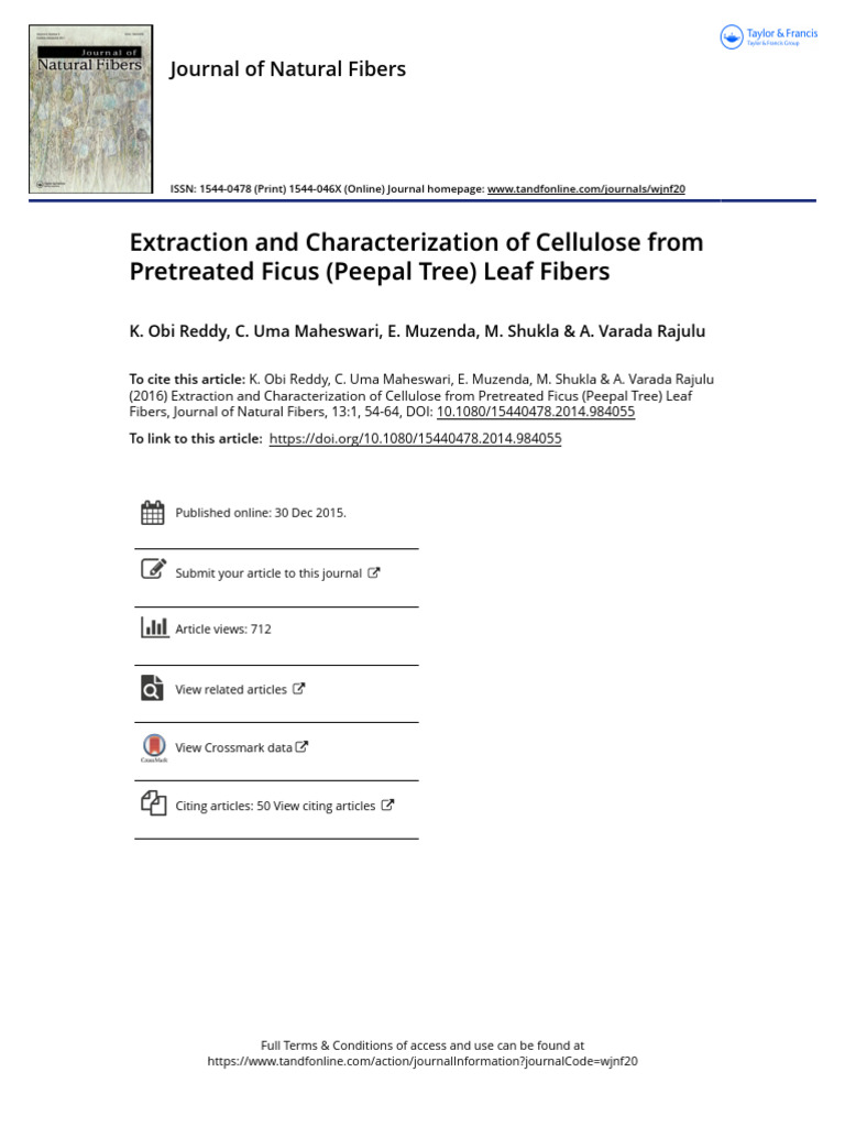 Extraction and Characterization of Cellulose From Pretreated Ficus ...