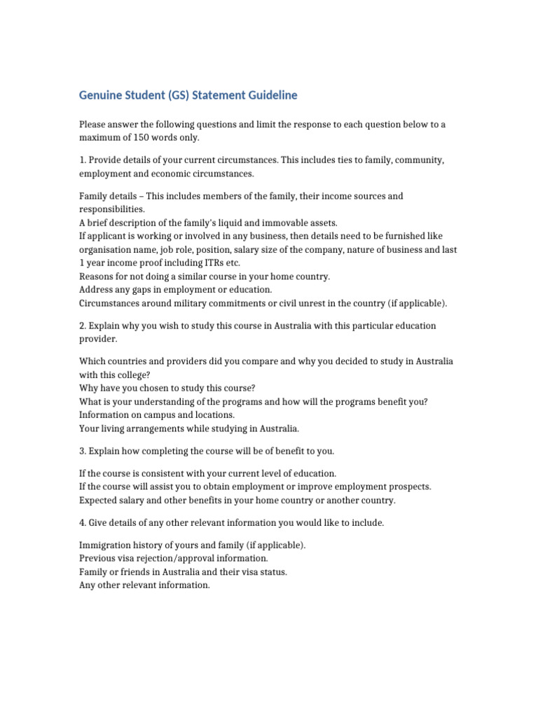 GS Statement Guideline | PDF