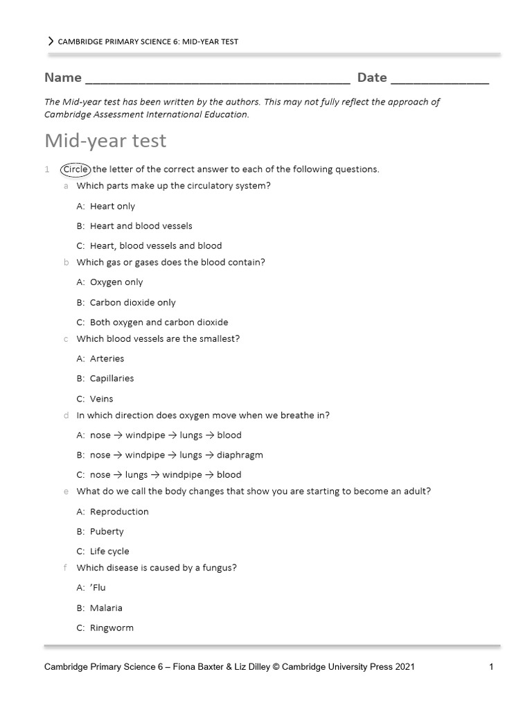 P Science 6 Mid-Year | PDF