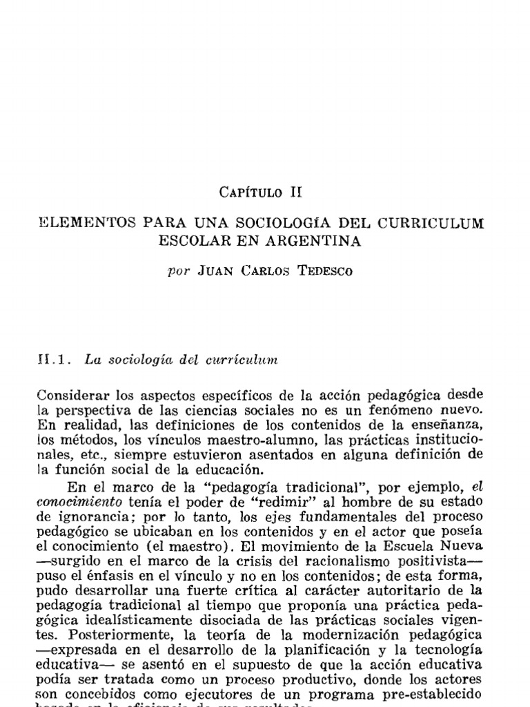 Sociología del Currículum Escolar en Argentina | PDF | Plan de estudios ...